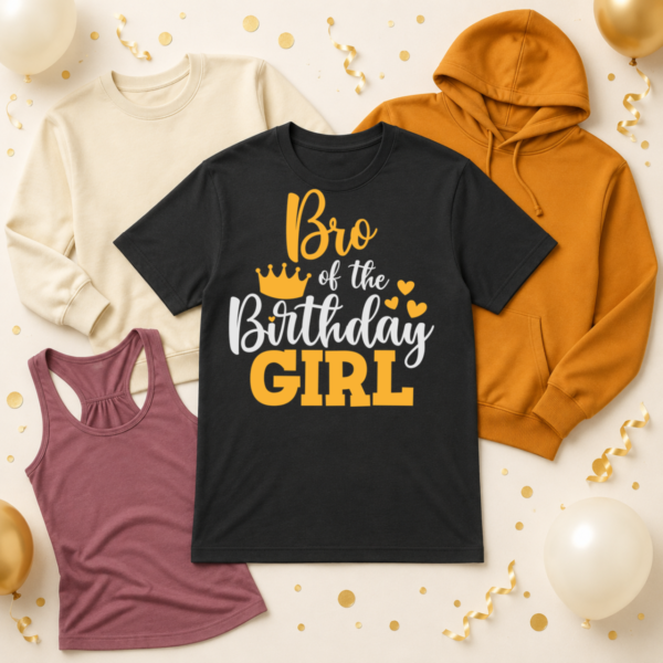 Bro of the birthday girl shirt birthday party mockup