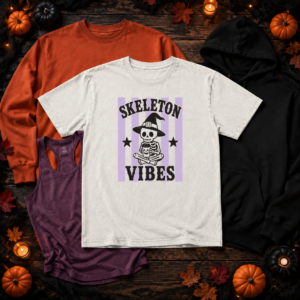 Skeleton vibes halloween shirt spooky mockup